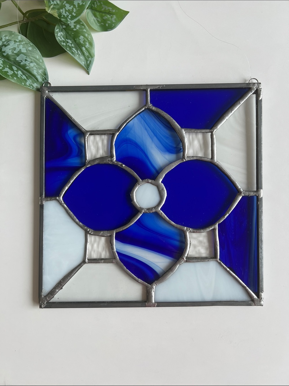 Vintage Stained Glass Panel Window Wall Hanging